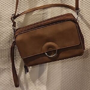 Bueno Brown Crossbody Bag with Ring Accent